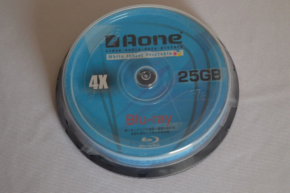 Aone Blu-ray BD-R 25GB 4 x Speed Discs Pack of 10 Brand New and Sealed - Image 1 of 4