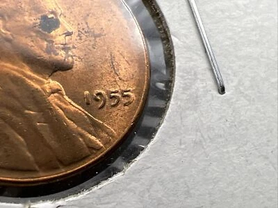 1955 P 1c Lincoln Wheat Cent Penny Coin Poor Man Strike Double Die BU RB #L2024 - Image 1 of 4