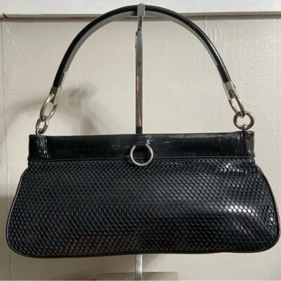 Bolso de Hombro Hobo Brillante Sergio Rossi De Colección Rejilla Plateado Detalles de Herrajes Foto 1 de 4