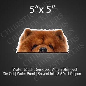 Peeking Red Chow Chow Realistic Dog Peeker Sticker Stationery Vinyl Waterproof - Picture 1 of 2