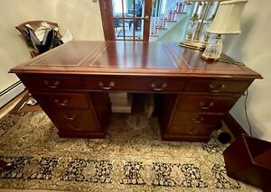 Stickley Executive Solid Cherry Desk Leather Top 62" Long Finish 27
