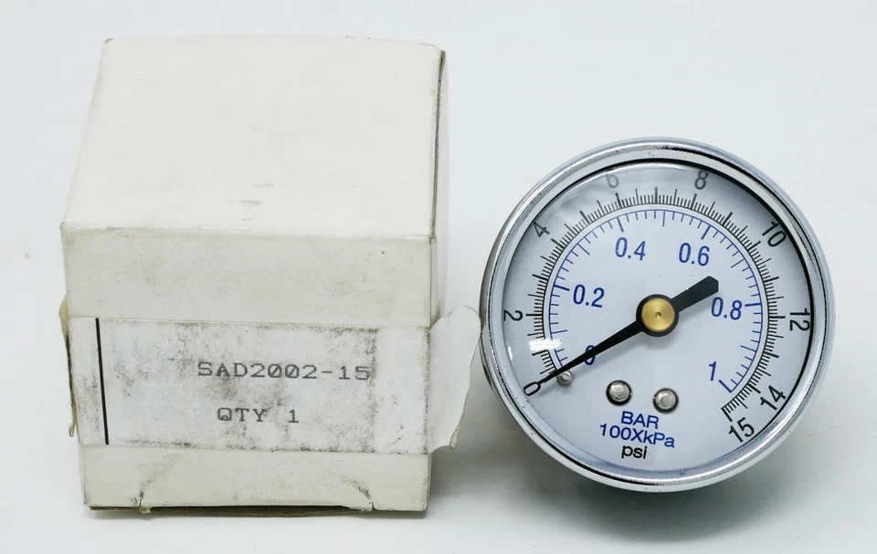 0-15psi, 2" 1/4" NPT Back Mount Pressure Gauge - Image 1 of 1