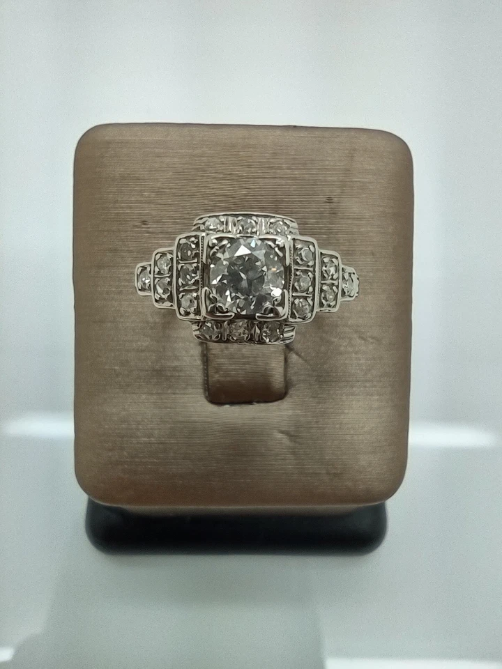 vintage platinum diamond engagement ring size 7 - Image 1 of 4
