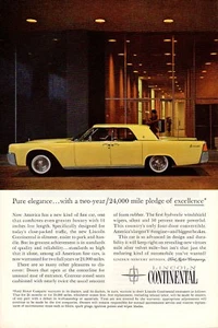 1961 Vintage print ad Car Lincoln Continental Yellow with Pledge of Excellence - Picture 1 of 2