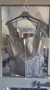 Zara Black Stretch Faux Leather Zip Up Top Size M 10-12 BNWT. La - Picture 1 of 6