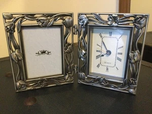 Moderne Kunst Stil Metall Klapp Schreibtischuhr & Bilderrahmen - Bild 1 von 2