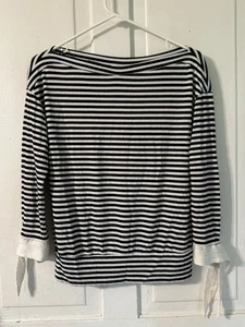 Maette Women’s Striped Long Sleeve Top - Size Small - Nautical Style - Picture 1 of 3