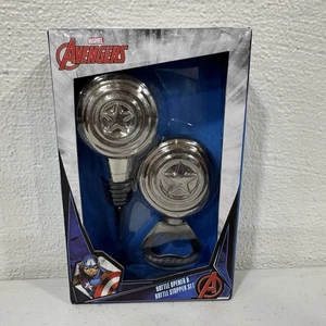 Captain America Bottle Opener Stopper Set Avengers Gift NIB - Picture 1 of 7