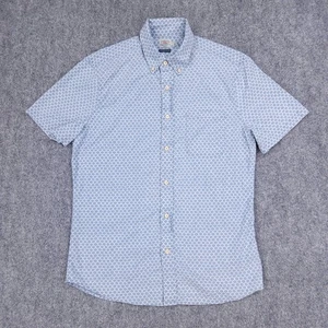 Faherty Shirt Men Medium Blue Indigo Dyed Circle AOP Button Short Sleeve Stretch - Picture 1 of 9