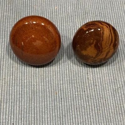 2 Antique Marble Swirl Brown Bennington Porcelain Door Knobs - Image 1 of 4