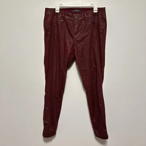 Anthropologie Level 99 Women's 31 Burgundy Red Coated Skinny Jeans Mid Rise - Picture 1 of 7