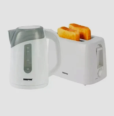 Geepas 2 Slice Toaster & Illuminating  Kettle Combo Set 1.7L Cordless Jug White - Image 1 of 4