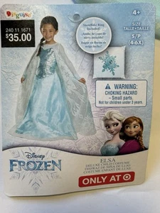 Frozen Elsa Kids Dress With Snowflake Ring.  Size 4-6X.  New. - Picture 1 of 9