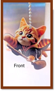 Set of 4 Halloween Cats on Broomstick Ornaments or Dangles - Picture 1 of 3