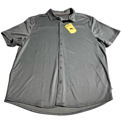 Camisa Tommy Bahama Para Hombre Talla XL Gris Shoreview Botón Frontal Pizarra Helada Tejida Nueva Con Etiquetas Foto 1 de 4