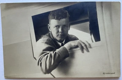 RPPC Real Photo Postcard-Charles Lindbergh In The Cockpit Of Spirit Of St. Louis - Image 1 of 2