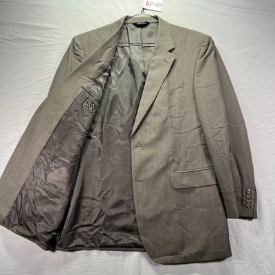 Jos A Bank Blazer Mens 44L Gray Two Button Striped Pure Wool Jacket Sport Coat - Image 1 of 4