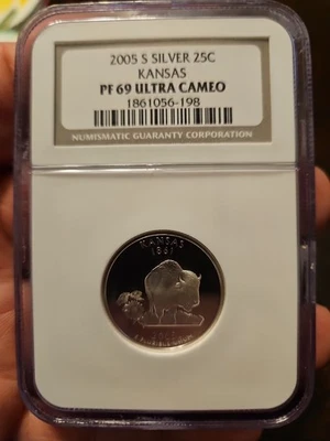 2005 S SILVER 25C KANSAS PF 69 ULTRA CAMEO - Image 1 of 3
