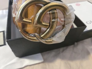 Gucci Brown 100% Leather GG Marmont  Belt 44, Original Box  - Picture 1 of 8