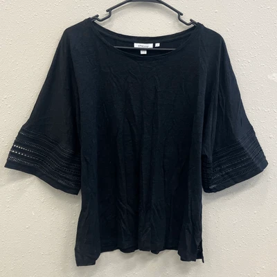 Chicos 100% Lino Caprichoso Gótico Crochet Manga Acampanada Top Talla 3 (XL) #645 Foto 1 de 4