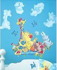 Suzy Zoo Baby Animals Nursery Wall Mural Decals Clouds Duck Bear Bunny Giraffe 