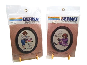 Vintage NOS Bernat Counted Cross Stitch Kits Set Of 2 H00626 & H00628 1983 - Picture 1 of 10