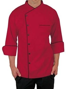 Men Cotton Chef Coat Short Sleeve Jacket Piping Design Kitchen Work Uniform - Picture 1 of 9