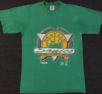 Camisa De Colección Años 90 Seattle Sonics Desteñida S EE. UU. Shawn Kemp Supersonics Pista Grunge Años 80 Foto 1 de 4