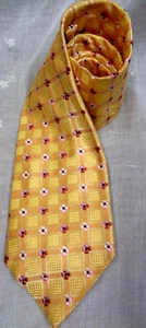 ITALY Men's ERMENEGILDO ZEGNA 100% Silk Neck Tie YELLOW Embroidered Flower Print - Picture 1 of 5