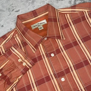 Tommy Bahama Shirt Men's XL Orange Plaid City Travel Beach Casual EUC - Picture 1 of 8