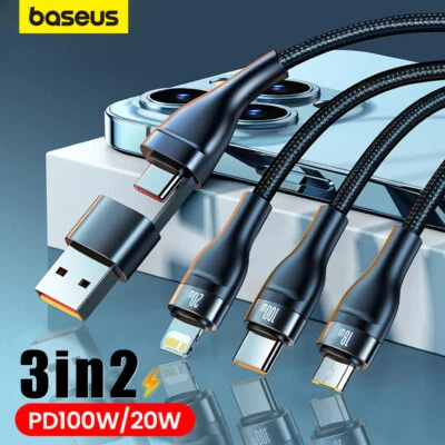Baseus PD 100W Multi USB C Cable Fast Charger Type C Micro Lead 5IN1 Universal - Image 1 of 4