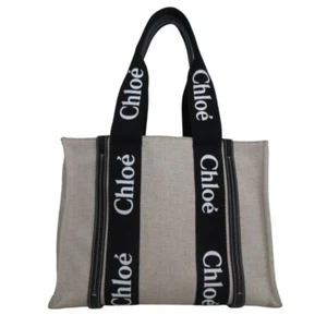 Auth Chloe Woody Medium Tote Bag Canvas Leather Immediate shipping from Japan - Picture 1 of 8
