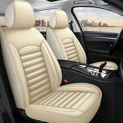 Car 5 Seat Covers PU Leather Front Rear Cushion For Lincoln MKC 2015-2019 Beige Foto 1 de 4