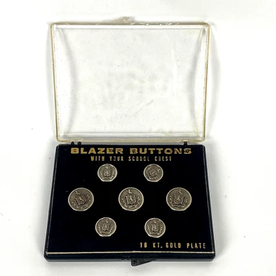 7 Buttons Salesman Sample Spectemur Agendo Crest 18 KT Gold Plate Blazer w/ Case - Image 1 of 4