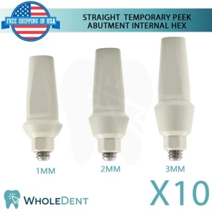 10x Straight Anatomic Temporary Peek Abutment Int Hex 2.42mm Dental Instrument - Picture 1 of 6