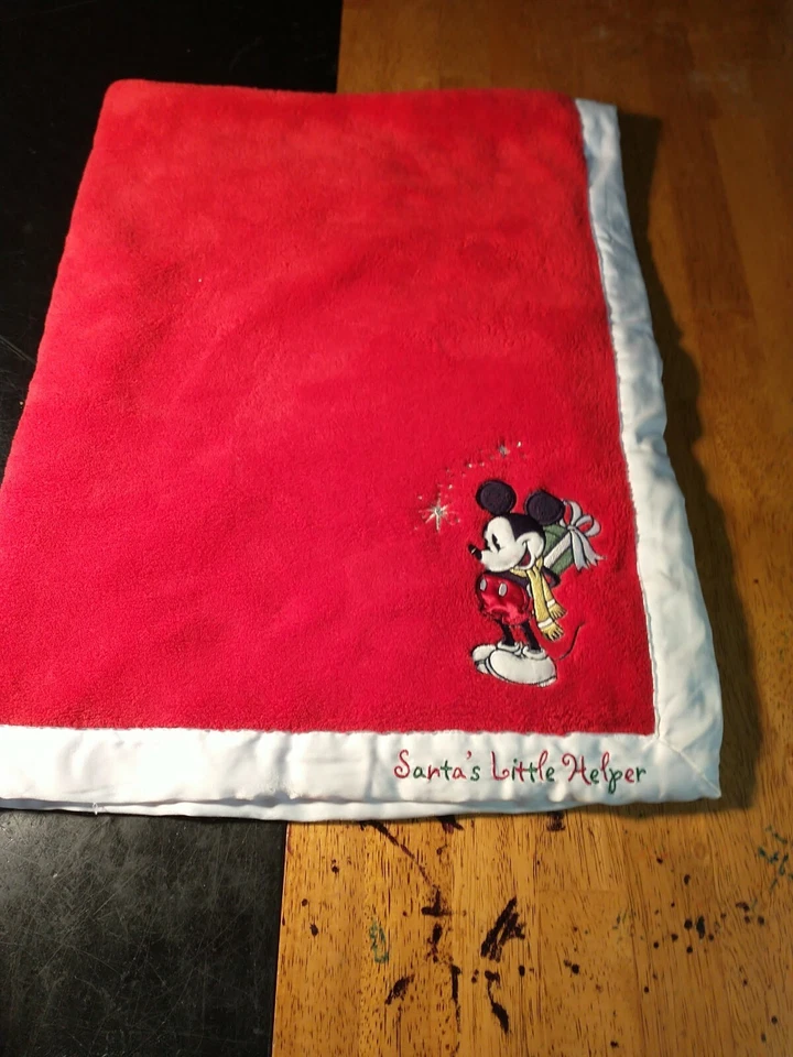 Disney Bebé Mickey Mouse Navidad Rojo Lovey Manta Papá Noel Pequeño ayudante Foto 1 de 4