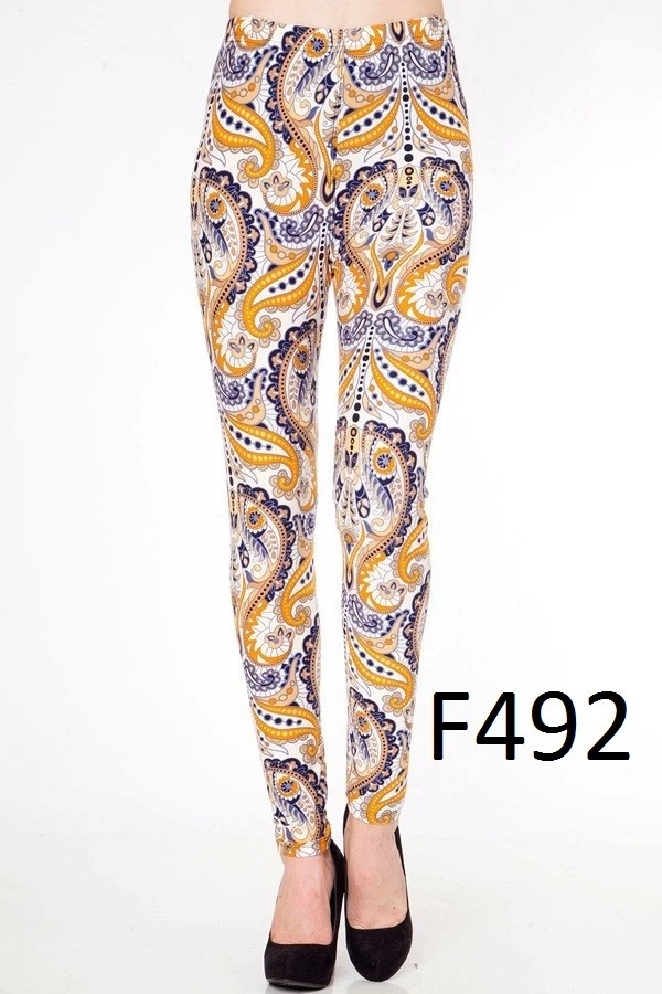 Leggings estampados piel melocotón talla grande estampado cachemira para mujer O/S (10-18) azul L03 Foto 1 de 1