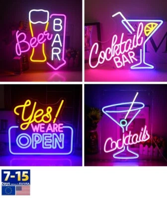 Taza de cóctel bar de cerveza LED letrero de neón decoración de pared estilo vintage tienda bar restaurante Foto 1 de 4