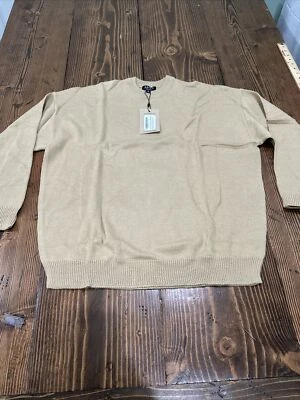 Jersey grueso Boohoo HOMBRE reciclado de gran tamaño cuello redondo CAMEL - S ¡NUEVO CON ETIQUETAS!  Foto 1 de 4