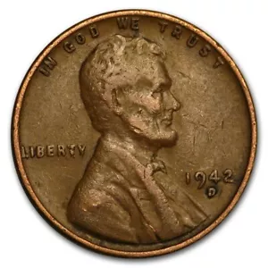 1942 D - Lincoln Wheat Penny - G/VG - Picture 1 of 2
