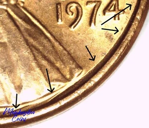 1974 Lincoln Memorial Cent - Abnormal Clash Obverse - Rare Error Coin - Picture 1 of 4