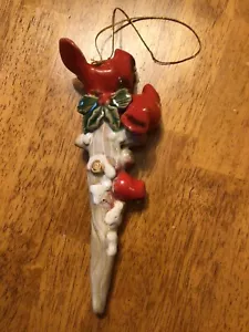 Christmas Ornament Red Cardinals On A Branch With Snow - Picture 1 of 4