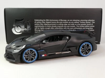 BBurago Burago Bugatti Divo matt black 2018 50th anniversary 1/18 18-11101 - Immagine 1 di 4