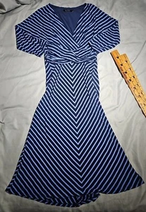 Ralph Lauren Black Label Womens Dress Blue Small Long Stretchy Shift Geometric - Picture 1 of 12