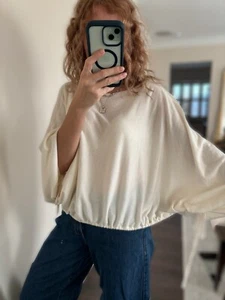 Wool & cashmere blend slouchy top size M-L ivory - Picture 1 of 13
