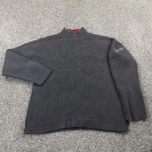 VTG Nautica Sweater Womens L Gray Heavy Rib Knit Mock Neck Fisherman Sweatshirt - Picture 1 of 13