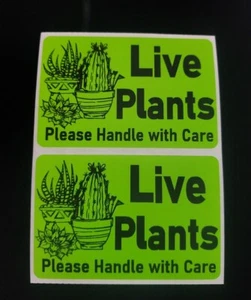 100 Handle with care Live plants warning labels sticker 2" x 3" U pick Color  - Picture 1 of 14