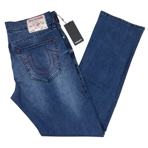 True Religion Men Jean Ricky Relaxed Straight Dark Indigo Blaster 34 x34 NWT - Picture 1 of 13
