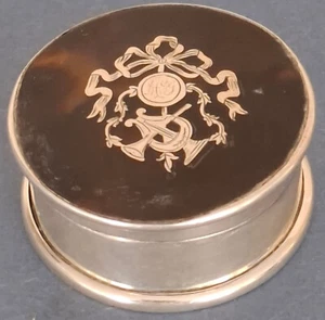 Antique Silver Patch Box with Faux Tortise Shell Lid - Picture 1 of 9