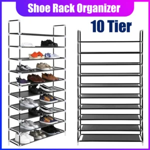 Shoe Rack Organizer Storage Pairs Shoes Shelves Space 10 Tier 50 Pairs Standing - Picture 1 of 16